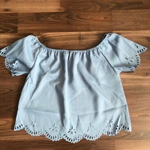 Laser Cut Scalloped Bardot Top